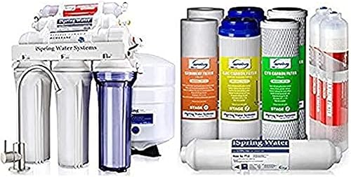 iSpring RCC7AK - Sistema de filtro de agua potable por ósmosis inversa de 6 etapas con reimineralización alcalina, pH natural, color blanco
