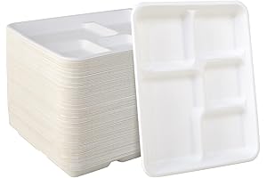 Vplus Compostable Sugarcane 5-Compartment Indian Plates