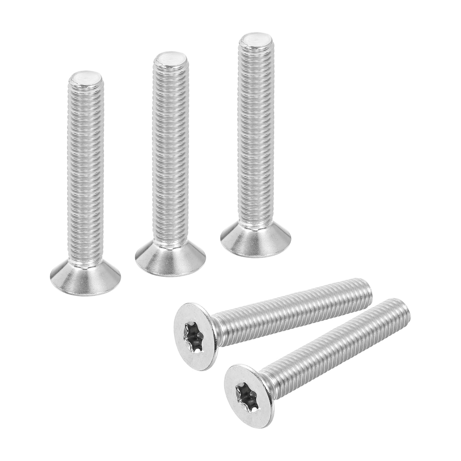sourcing map M8-1.25 x 50mm Flat Head Torx Anti Theft Machine Screws, 10 Pcs 304 Stainless Steel, Torx Drive, Countersunk Head, Full Thread, Silver
