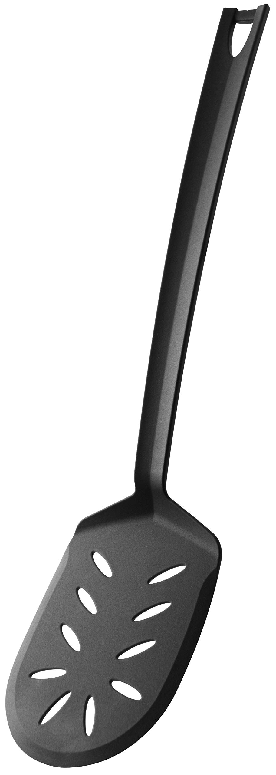 FACKELMANN Asia Line Wok Slotted Turner Kitchen Utensil Plastic Spoon for Coated Pots and Pans (Colour: Black), Quantity: 1 Piece