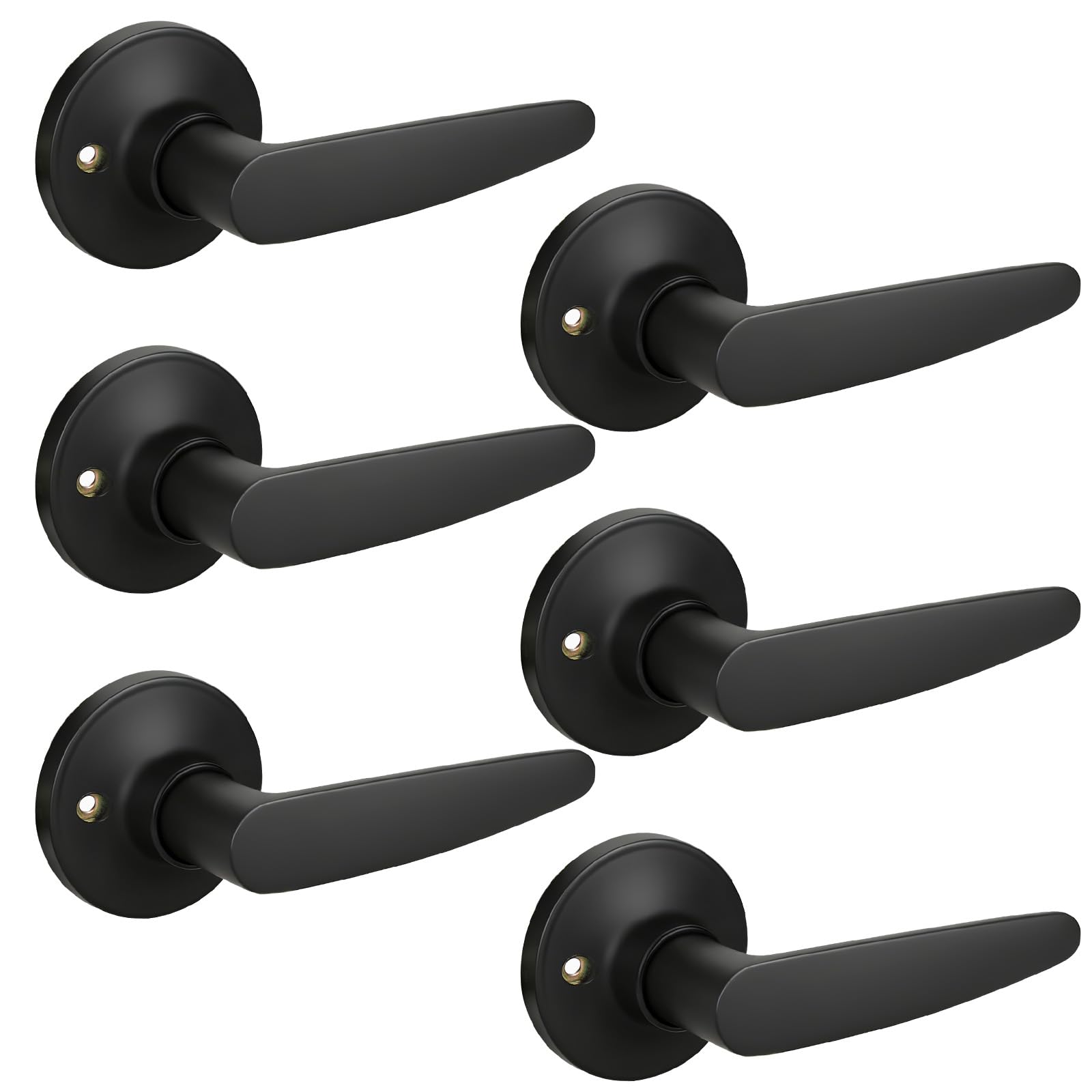 KNOBWELL 6 Pack Black Exterior Door Lock Set with Single Cylinder Deadbolt, Keyed Alike Front Door Lever Lockset and Deadbolt Lock Set, Entry Door Handle with Key Lock and Deadbolt, Matte Black