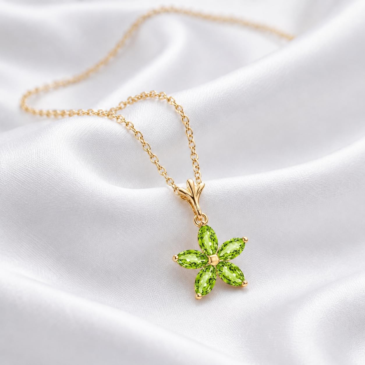 Galaxy Gold GG 14K Solid Gold Necklace with Natural Peridots