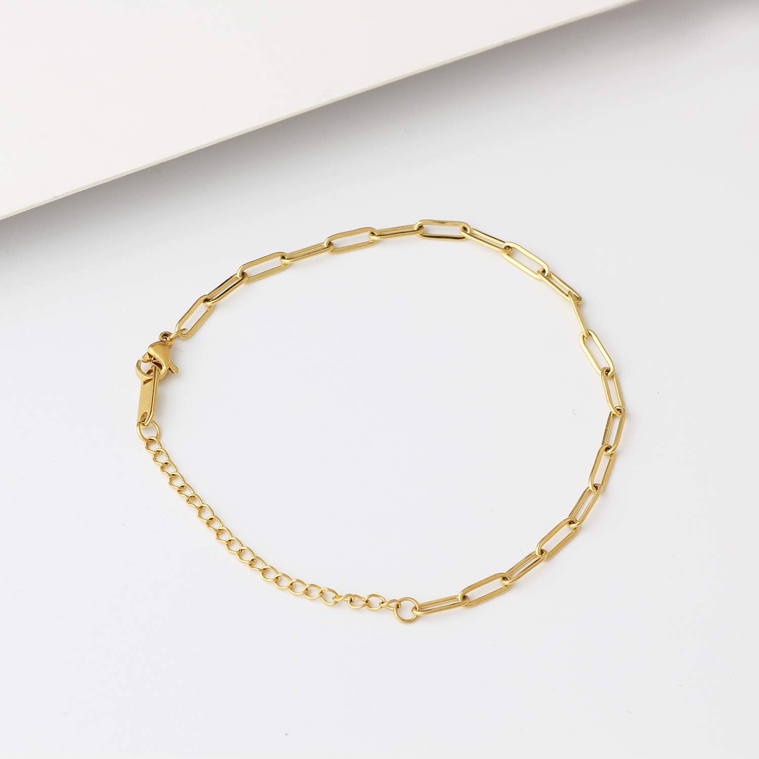 MOMOL 18K Gold Plated Stainless Steel Link Chain Necklace Bracelets for Women Paperclip Chunky Choker Necklace - Image 2