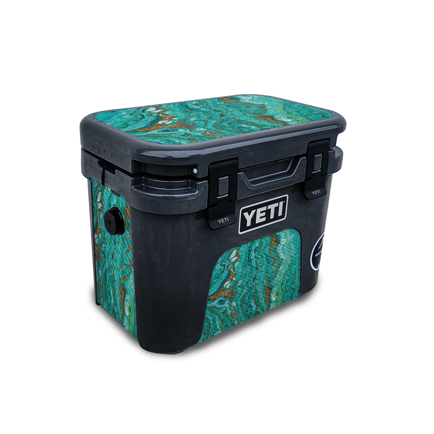 Carbon Fiber Skin Compatible with Yeti Roadie 15 Hard Cooler - Turquoise Ripple - Premium 3M Vinyl Protective Wrap Decal Cover - Easy to Apply | Crafted in The USA by MightySkins