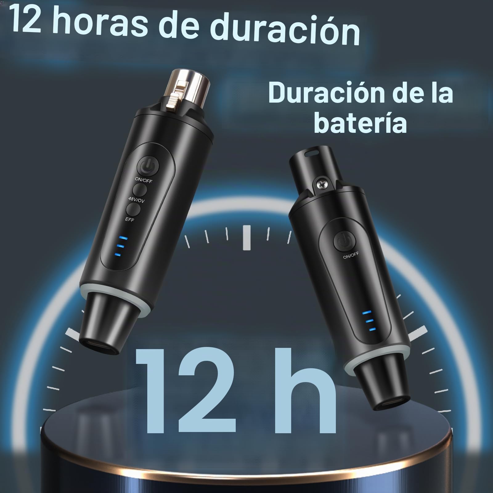 Depusheng S5 Transmisor y receptor de guitarra inalámbrico con 2 transmisores XLR inalámbricos y 1 receptor, alimentación fantasma de 48V e interruptor de reverberación, mezclador de audio