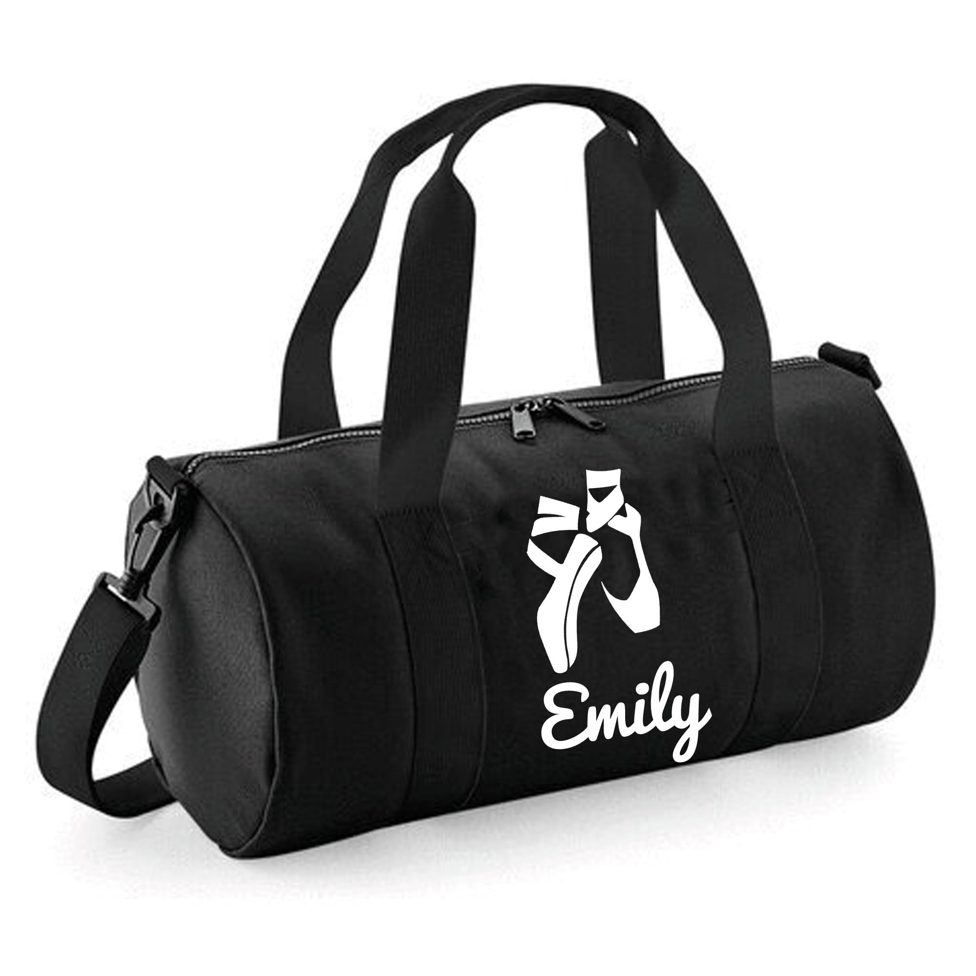 Personalised Dancing Bag - Girls Dance Bags for Girls Kids Gym Bag Perfect Dancing Gifts & Sports Equipment Storage 20x20x40cm 12L Ballet Shoes Design Barrel Bag for Dancing Black
