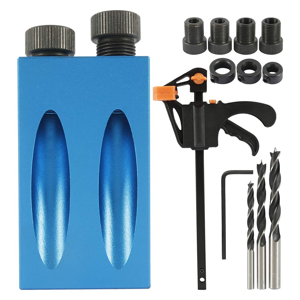 Holzbohrführung-Set – 7-teilige Taschenlochlehre Aus Aluminium – 15° Winkel Für Präzise Möbelverbindungen – Inkl. 6/8/10 Mm Bohrbuchsen – Robust & Rostfrei – Für Profis Und Heimwerker