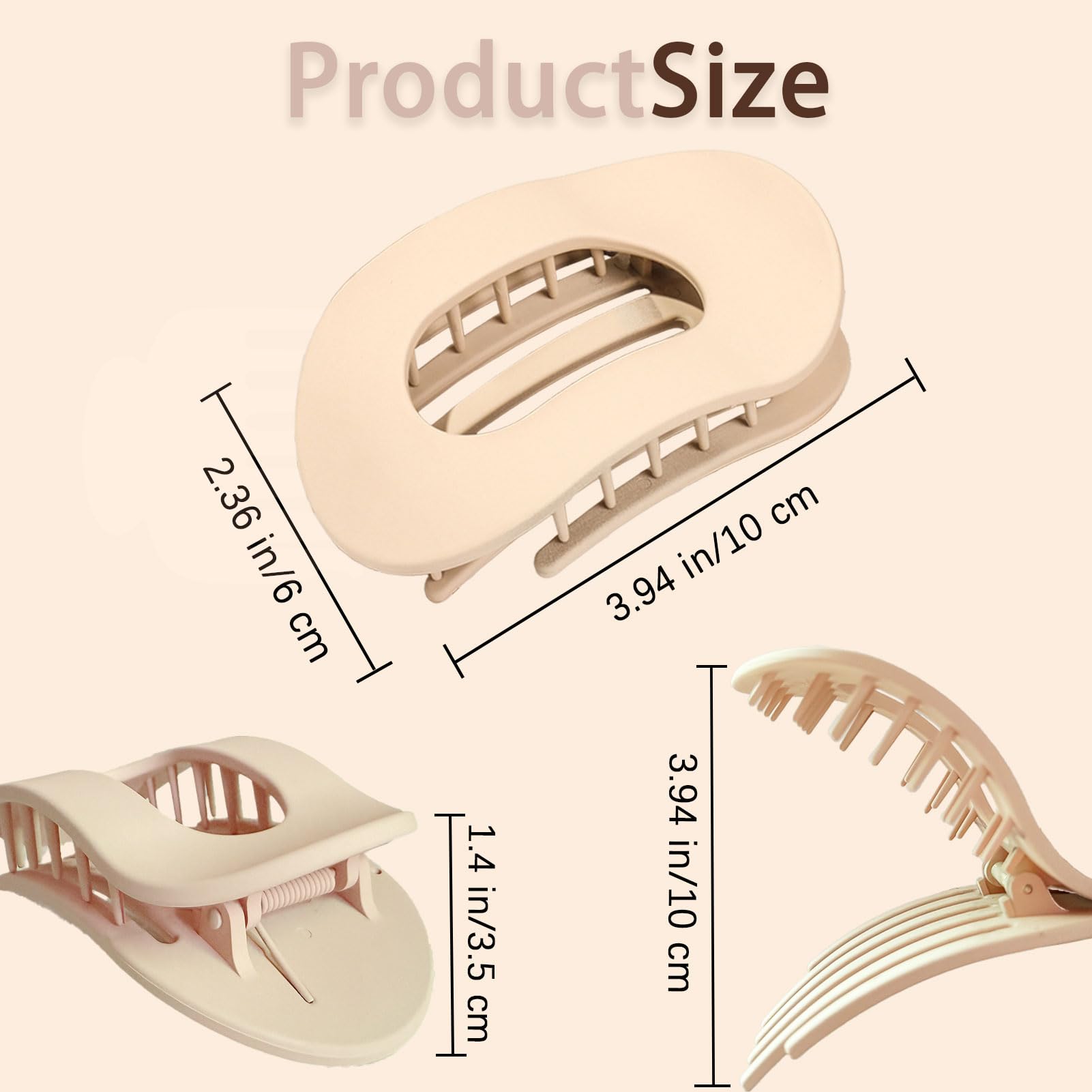 BAISEN 6 pcs Flat Hair Clips for women, Flat Claw Clips - Image 2