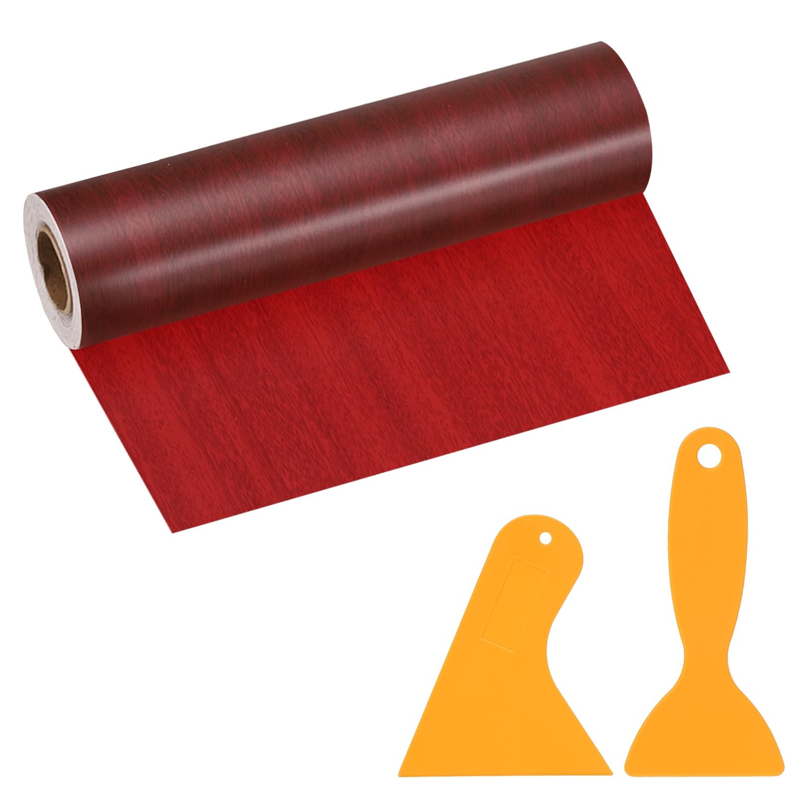 PATIKIL Wood Grain Repair Tape, 8" x 33' Self Adhesive Realistic Wood Tape with Scraper Durable Repair Patch for Furniture Floor Window Door Table DIY Home Decor, Walnut