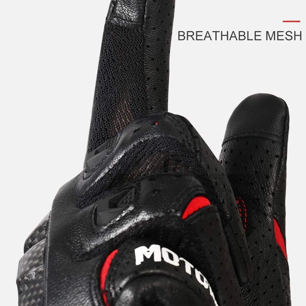 Flatware Guanti Moto Full Dito PU Guanti Shell protettive in Fibra di Carbonio Impermeabile, Antivento e Antiscivolo for ATV MTB. Equitazione, Racing su Strada, Arrampicata (Color : Black, Size : M)