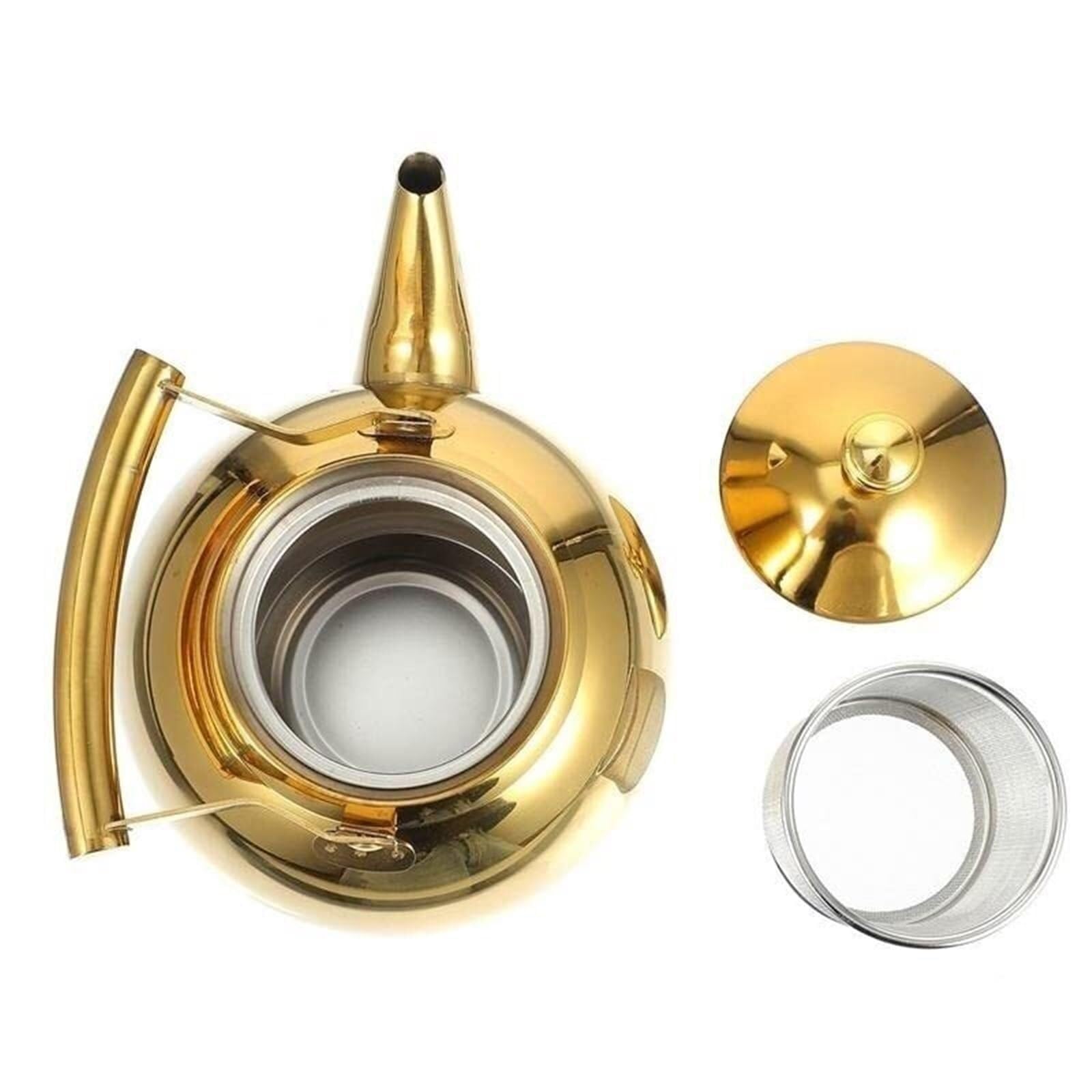 Camping Teapot, Thickened Stainless Steel Teapot Tea Infuser Pot for Loose Tea Induction Cooker Large Capacity Coffee Pot(2L)