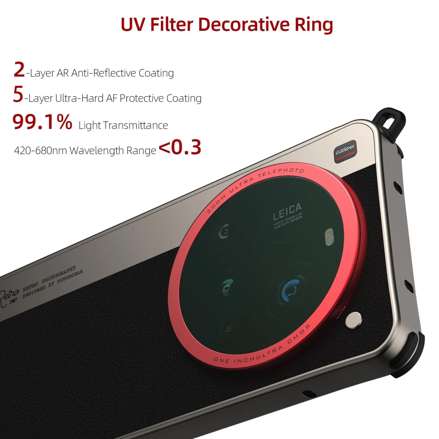 Fotorgear Retro etui na telefon komórkowy do Xiaomi 15 Ultra – mechaniczny wyzwalacz, Cold Shoe, kompatybilne z filtrem 67mm i mocowaniem T-/17 mm
