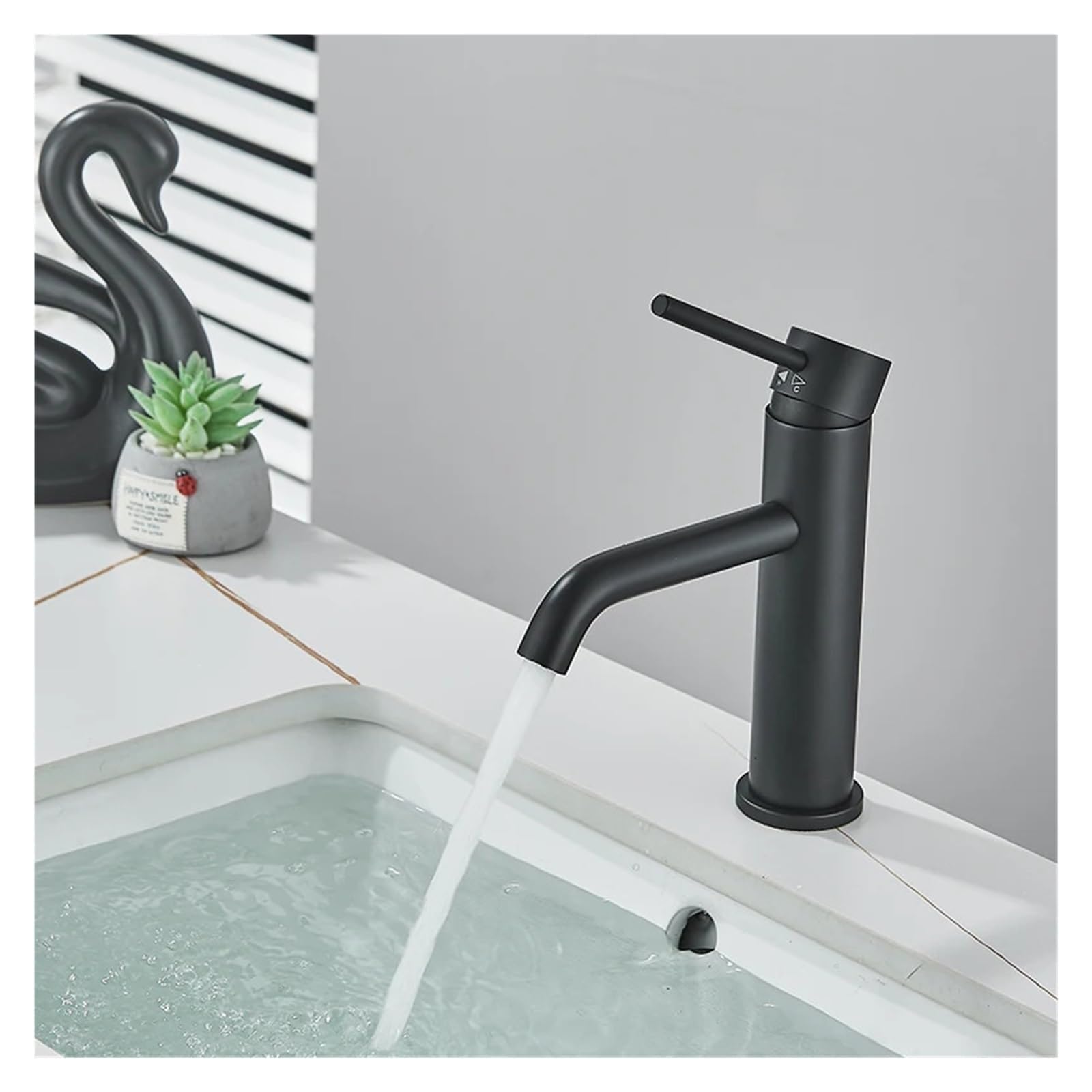 Robinet de lavabo noir mat mitigeur évier salle de bains chaud froid