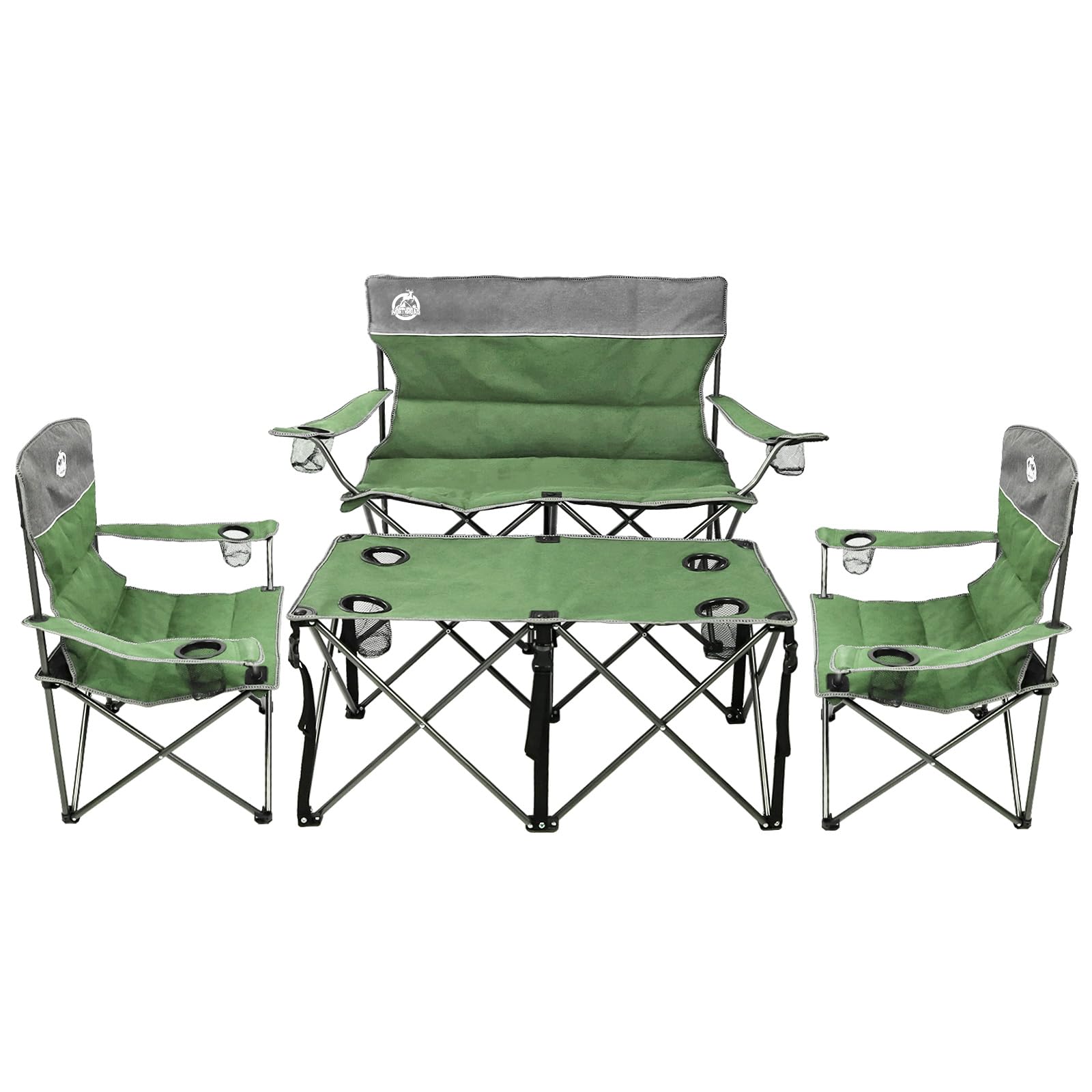 Northroad Folding Camping Chair Set of 4, Portable Collapsible Conversation Set w/1 Sofa, 2 Single Chairs, 1 Table for Family Patio, Outdoor Travel,