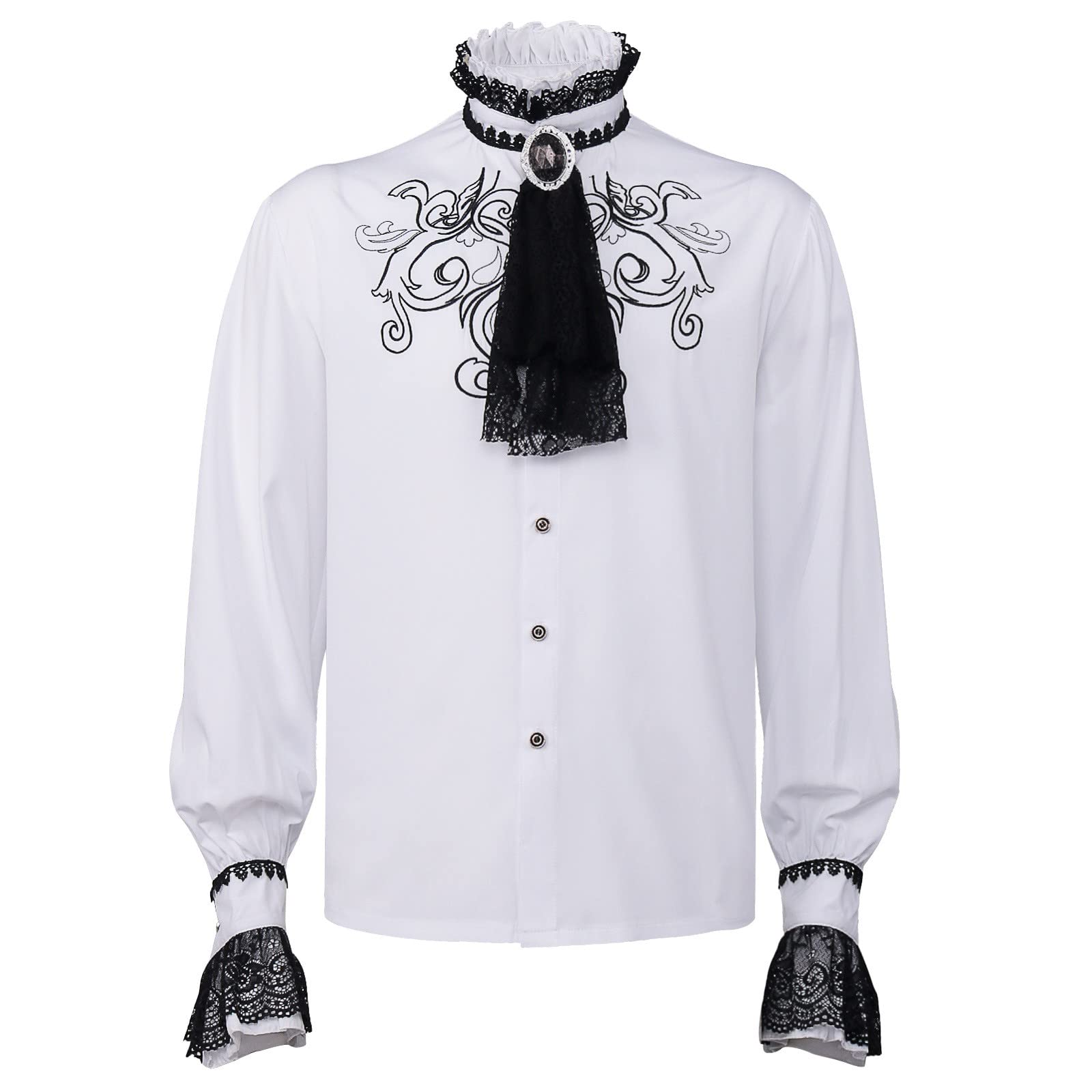 Chemise Médiévale Homme Col V Manches Longues – Tunique Vintage Gothique Renaissance Cosplay Halloween