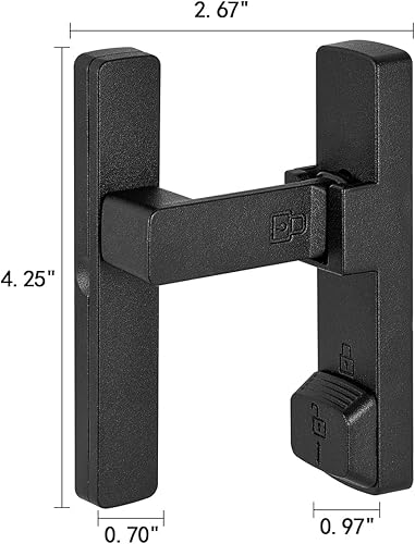 Miniatura 2 de Cerradura de puerta de granero de 90 grados negro mate, herrajes para puerta abatible, cierre de puerta de ángulo recto de aleación de zinc, protege