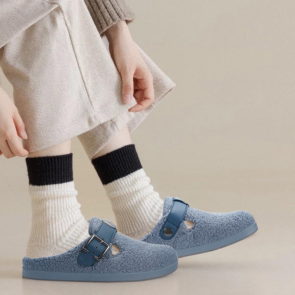 Sisttke Hausschuhe Damen Herren Gefütter Clogs Winter Bequeme Wärme Plüsch Flauschige Haus Pantoletten Gartenschuhe