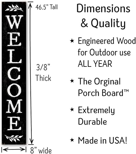 Miniatura 3 de My Word! Letrero de bienvenida negro y soporte para porche para puerta delantera, porche, patio, terraza, patio o pared, decoración rústica vertical