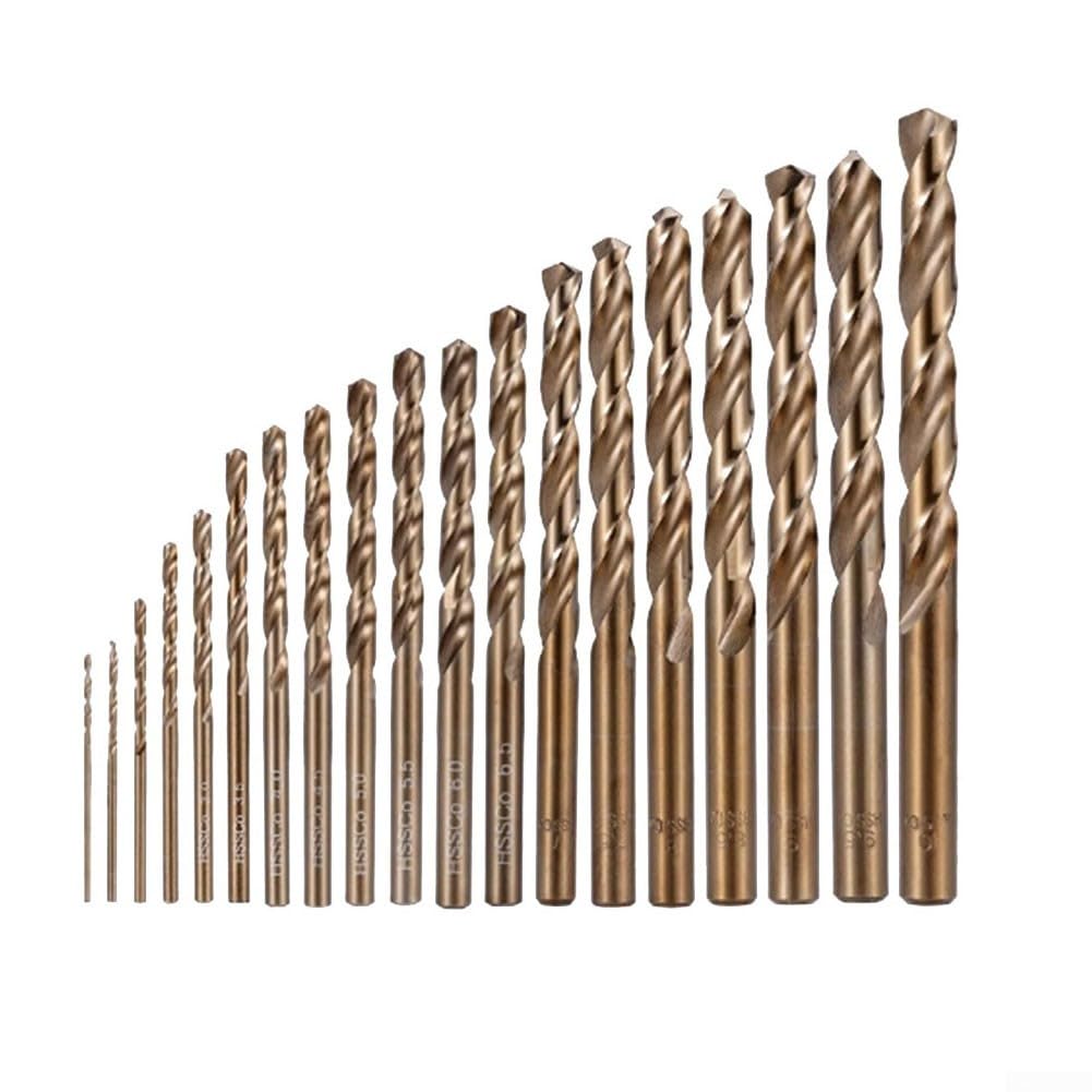 Brocas helicoidales, broca for metal, paquete helicoidal de cobalto M35 19 piezas con vástago recto for perforar acero inoxidable, metales duros, hierro fundido, cobre, aluminio