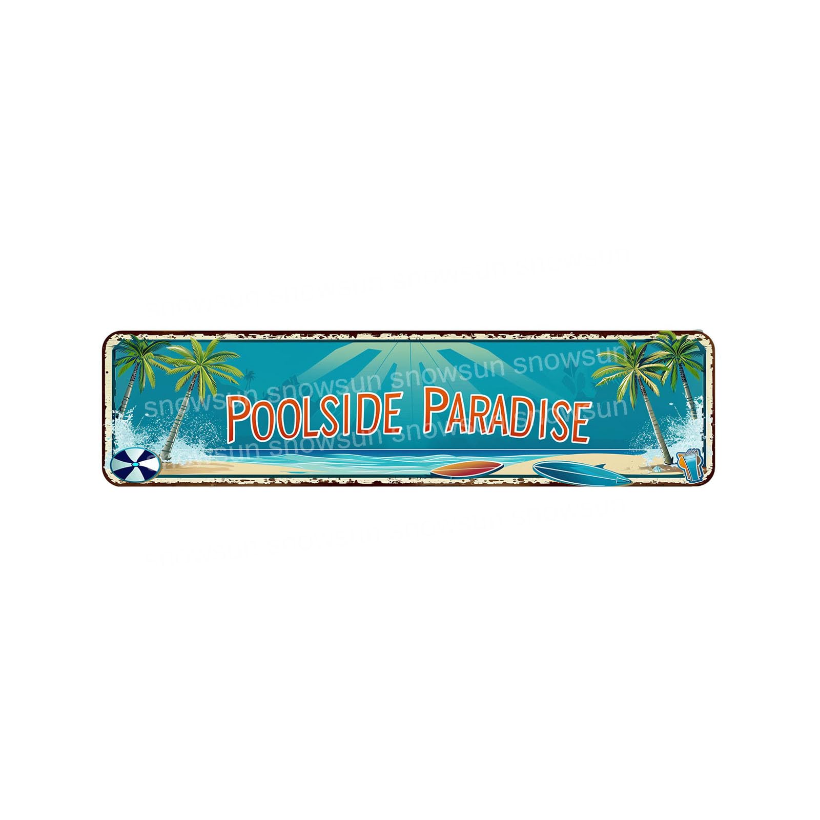 Poolside Paradise Vintage Tin Signs Retro Metal Sign For Home Bar Office Outdoor Garden Wall Decor 4x16 Inch
