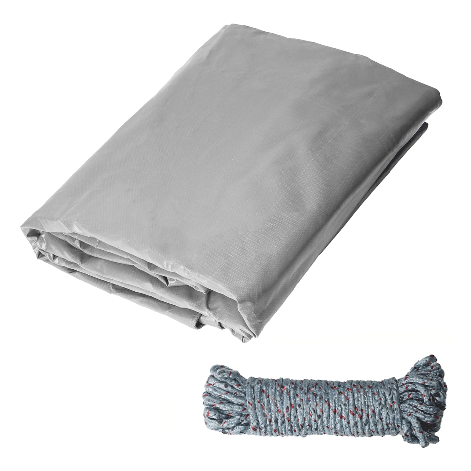 Lona Impermeable Exterior 420 g/m² Lona de Protección con Ojales y 10m Cuerda 3 x 5m Lonas Resistente a Los Rayos UV para Piscina Coche Barco Madera Muebles de Jardín (Gris)