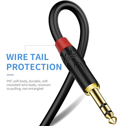 Miniatura 5 de Cable de inserción estéreo TRS de 14 de pulgada, chapado en oro, serie Audiowave de 0.250 in macho a doble macho TS macho de 0.250 in, cable de