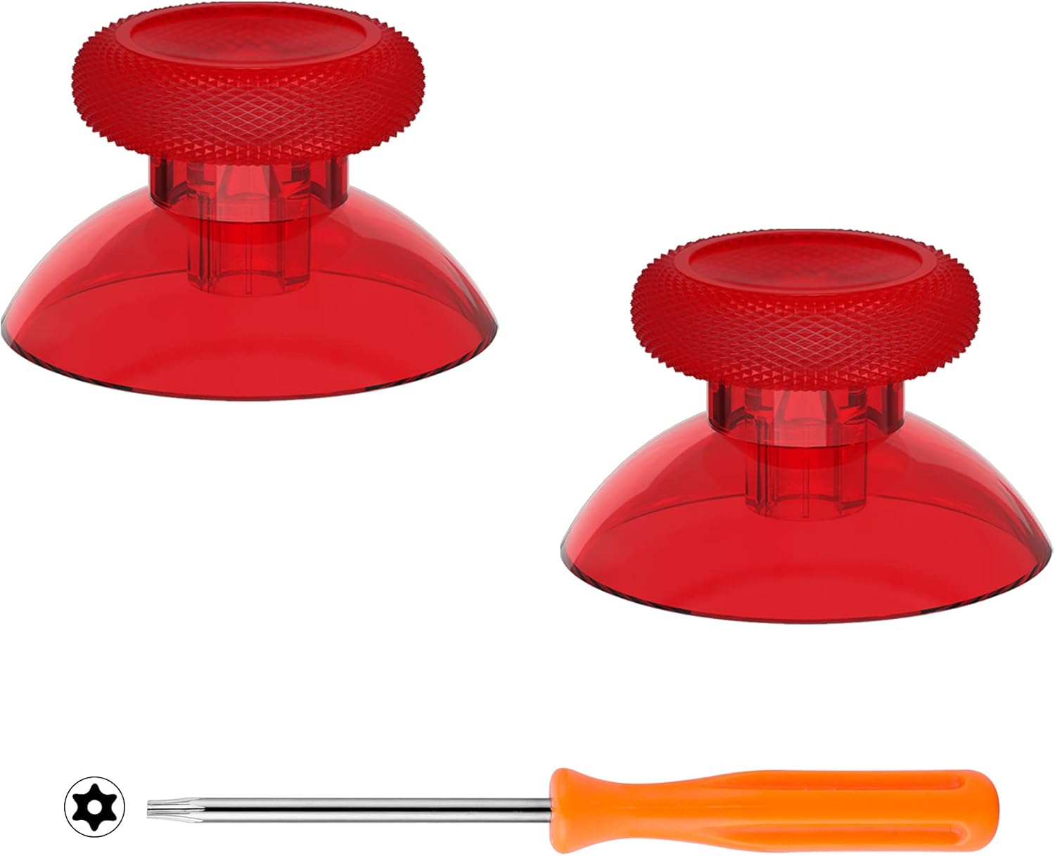 eXtremeRate Replacement Thumbsticks for Xbox Core Wireless Controller, Joysticks Repair Kit for Xbox Series X/S Controller, Custom Analog Stick Buttons for Xbox One S/X/Elite Controller - Clear Red