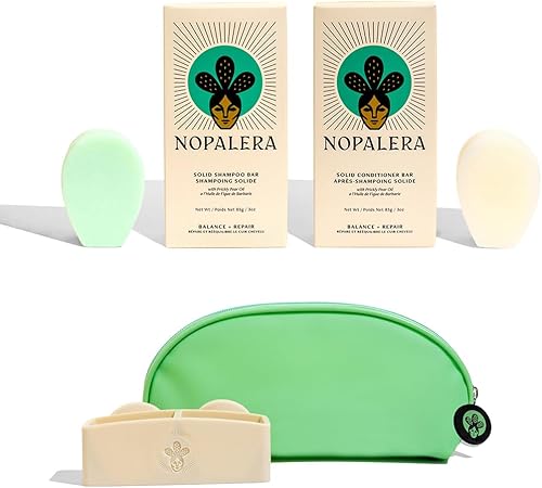 Nopalera Barras de champú y acondicionador de equilibrio y reparación, Nopalera Paquete de inicio de equilibrio y reparación