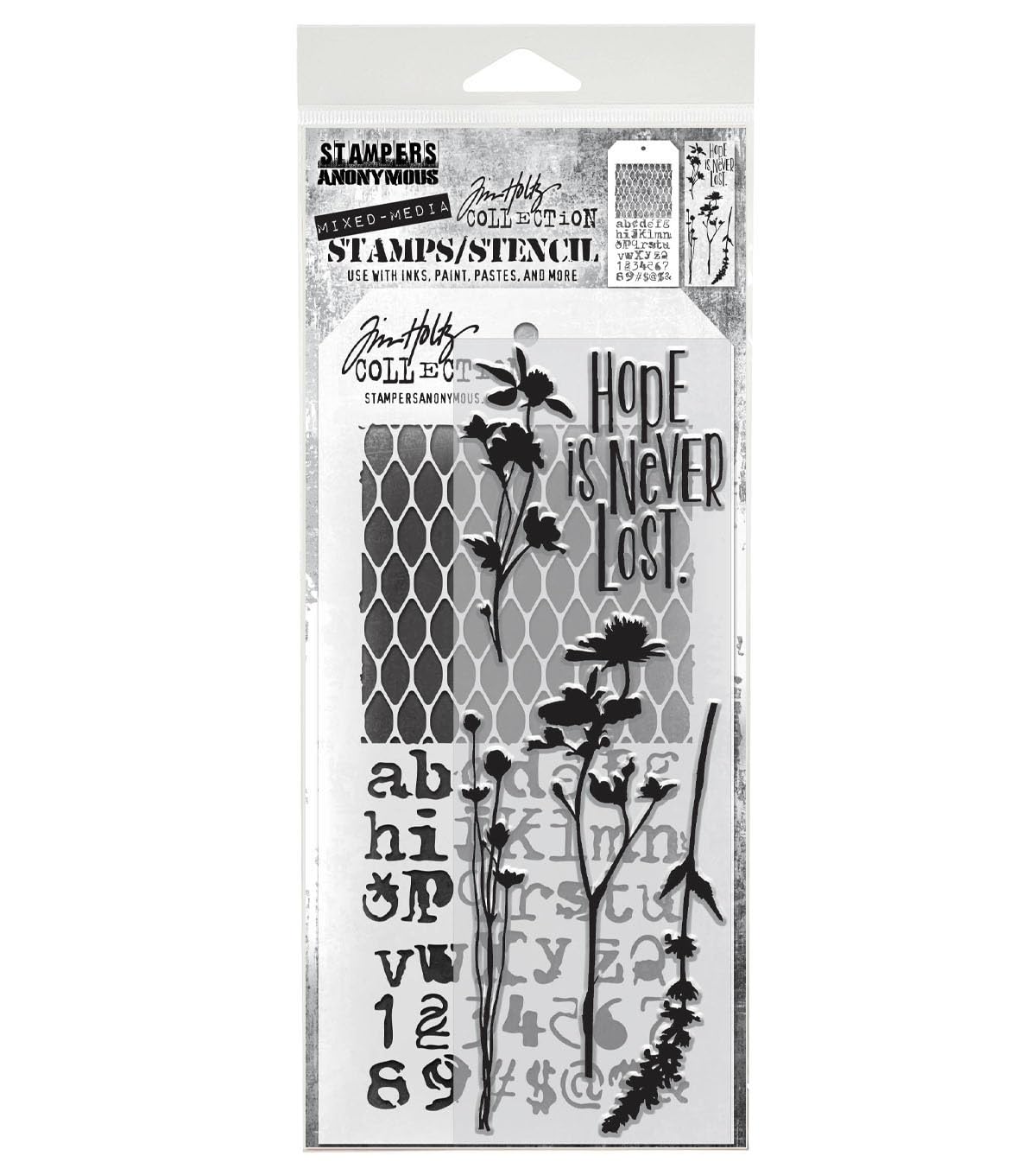 Tim Holtz Mixed Media Stamps & Stencil - THMM121