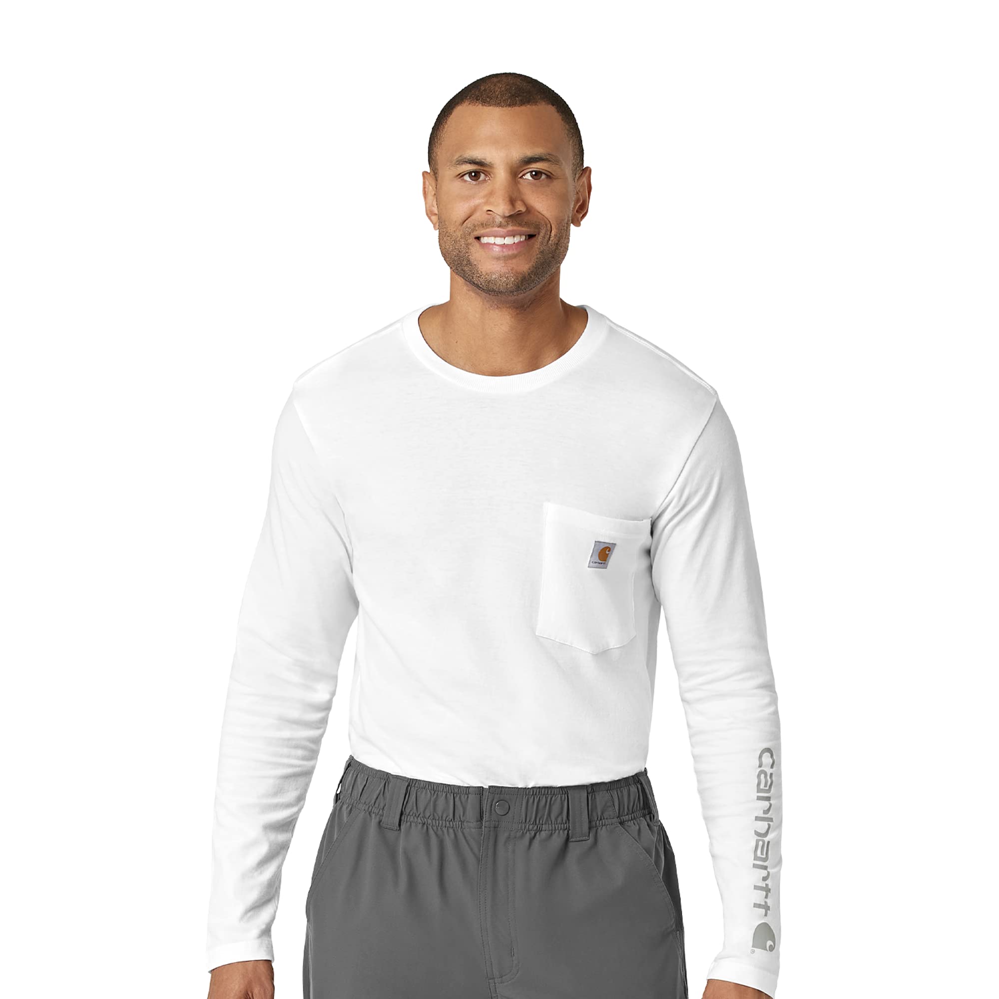 Carharttmens Men's Crew Neck Ls Pocket Tee Medical Scrubs Shirt