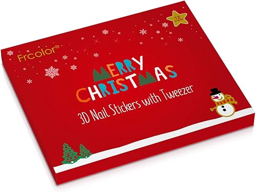 Miniatura 7 de Calcomanías de uñas de Navidad, 12 hojas de calcomanías de arte de uñas, adhesivo 3D, copos de nieve de Navidad, patrón de bastón de caramelo, arte