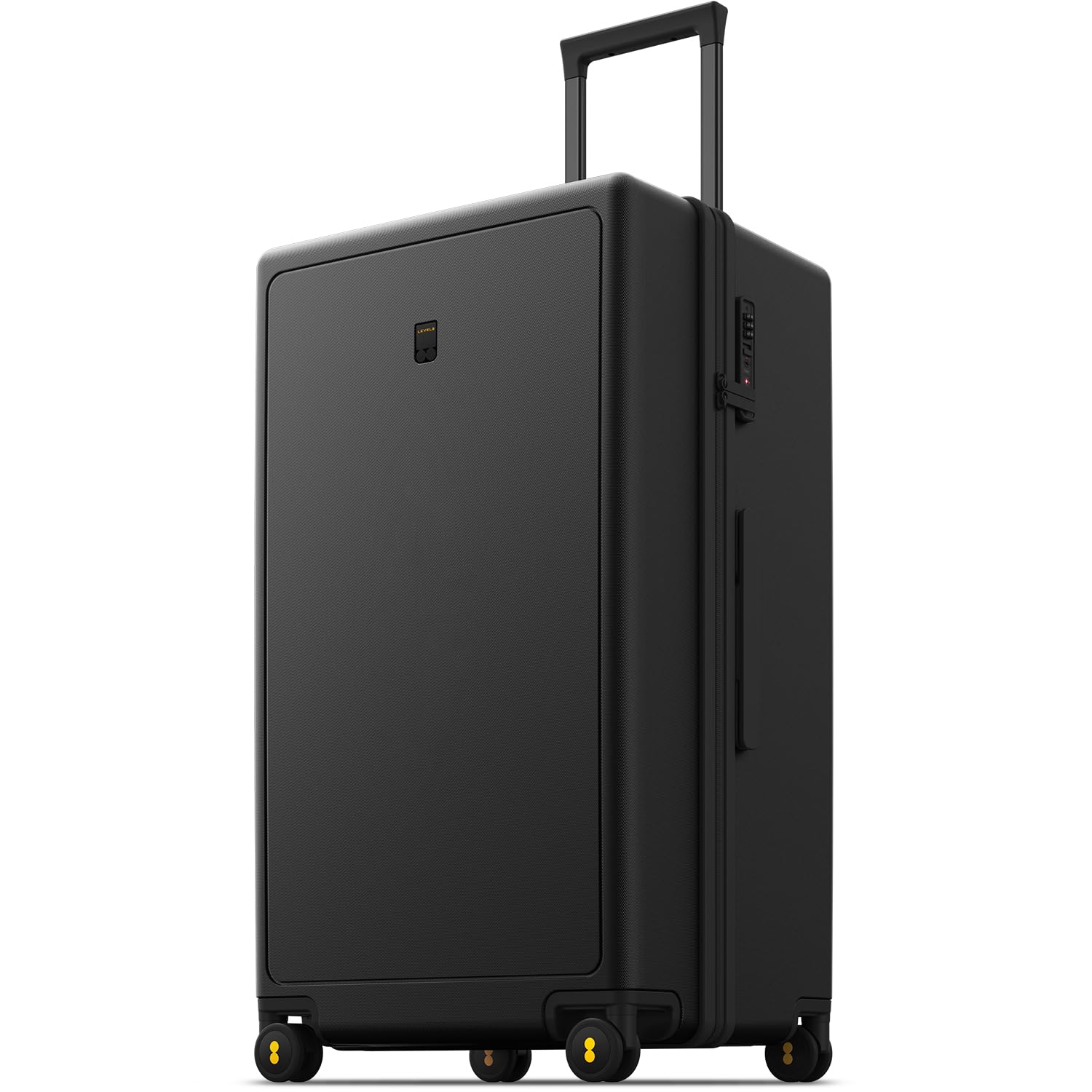 LEVEL8 Trunk Luggages, Large Suitcase 28 Inch Luggage with Spinner Wheels, Luminous Textured Checked Lightweight Hard Shell with Tsa Lock, Black