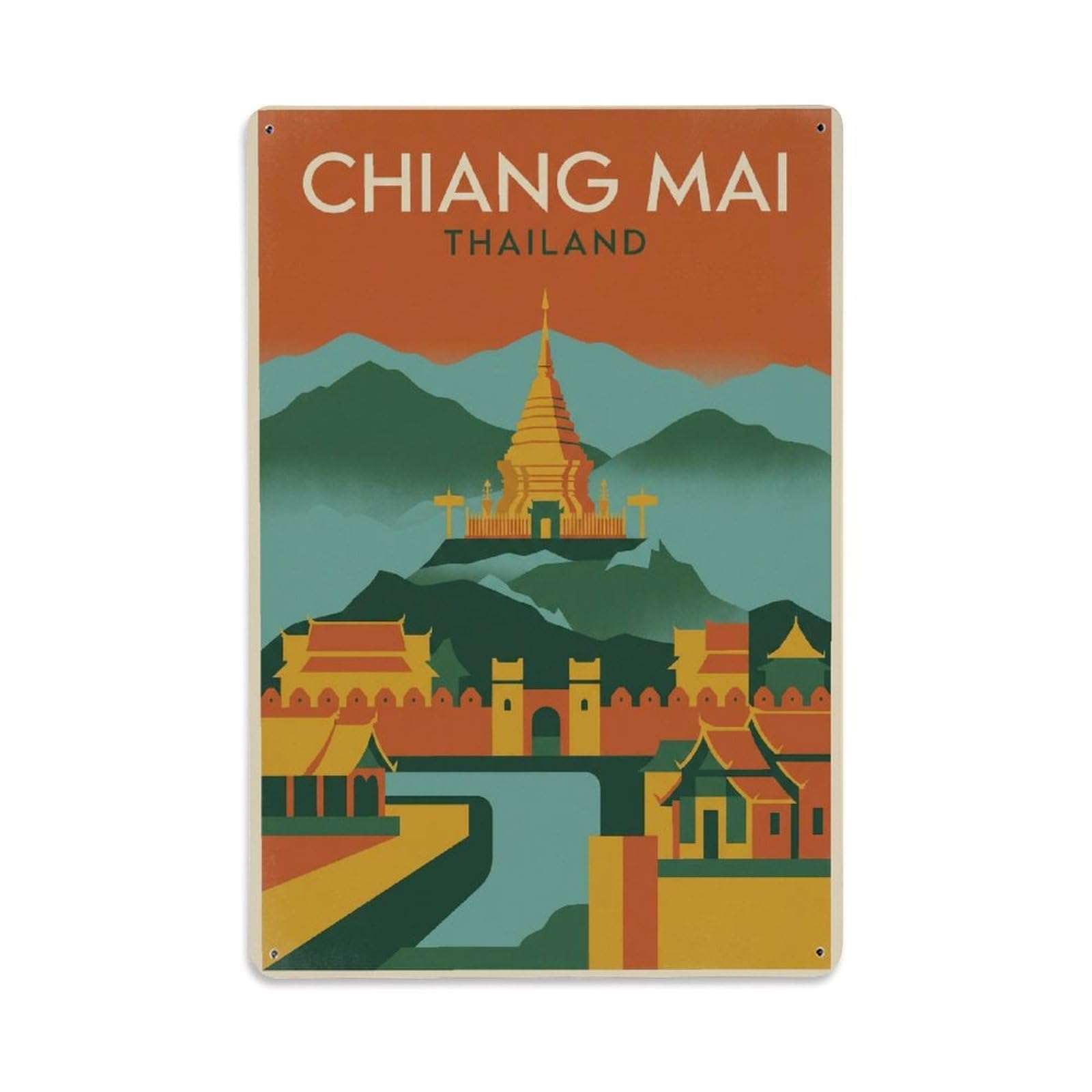 Metal Tin Sign Travel Retro Thailand Chiang Mai