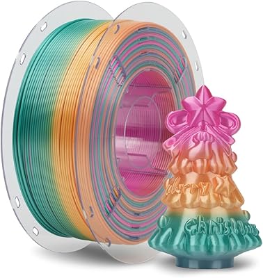 38 – VOXELAB Silk PLA Filament 1.75mm, Smooth Color-Changing, Coextrusion Smooth and Shiny Consumable, Rainbow Changeable PLA Filament, 1kg (2.2l…