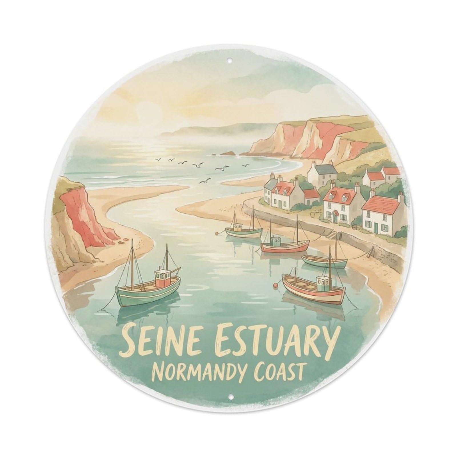 Vintage Travel Seine Normandy Estuary Metal Tin Sign