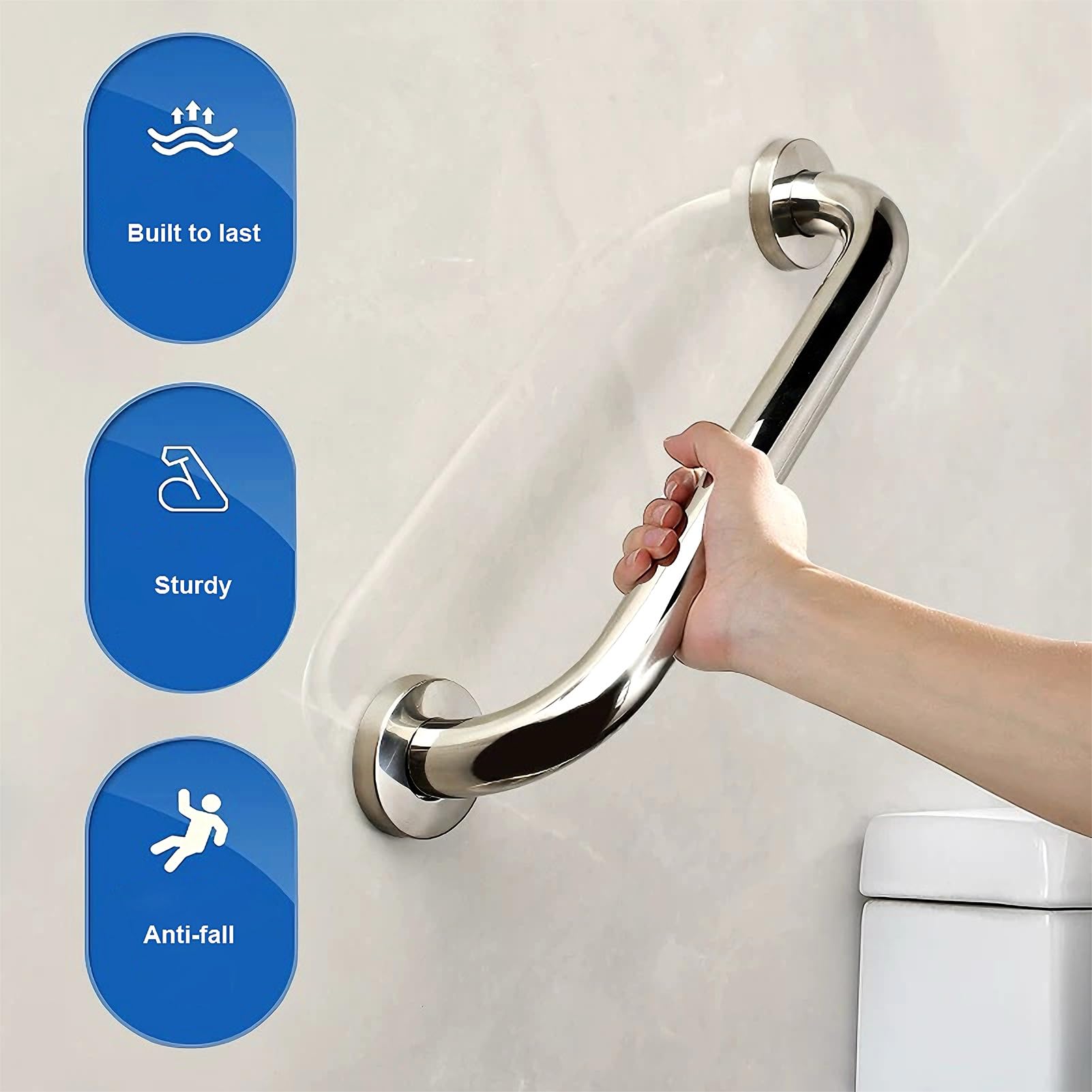 Barras de Apoyo para Discapacitados, Asidero de Ducha, Barra de Apoyo de Acero Inoxidable 304 para Bañeras Y Duchas, Inodoro, Asideros de Ducha de Seguridad para Discapacitados(150cm)