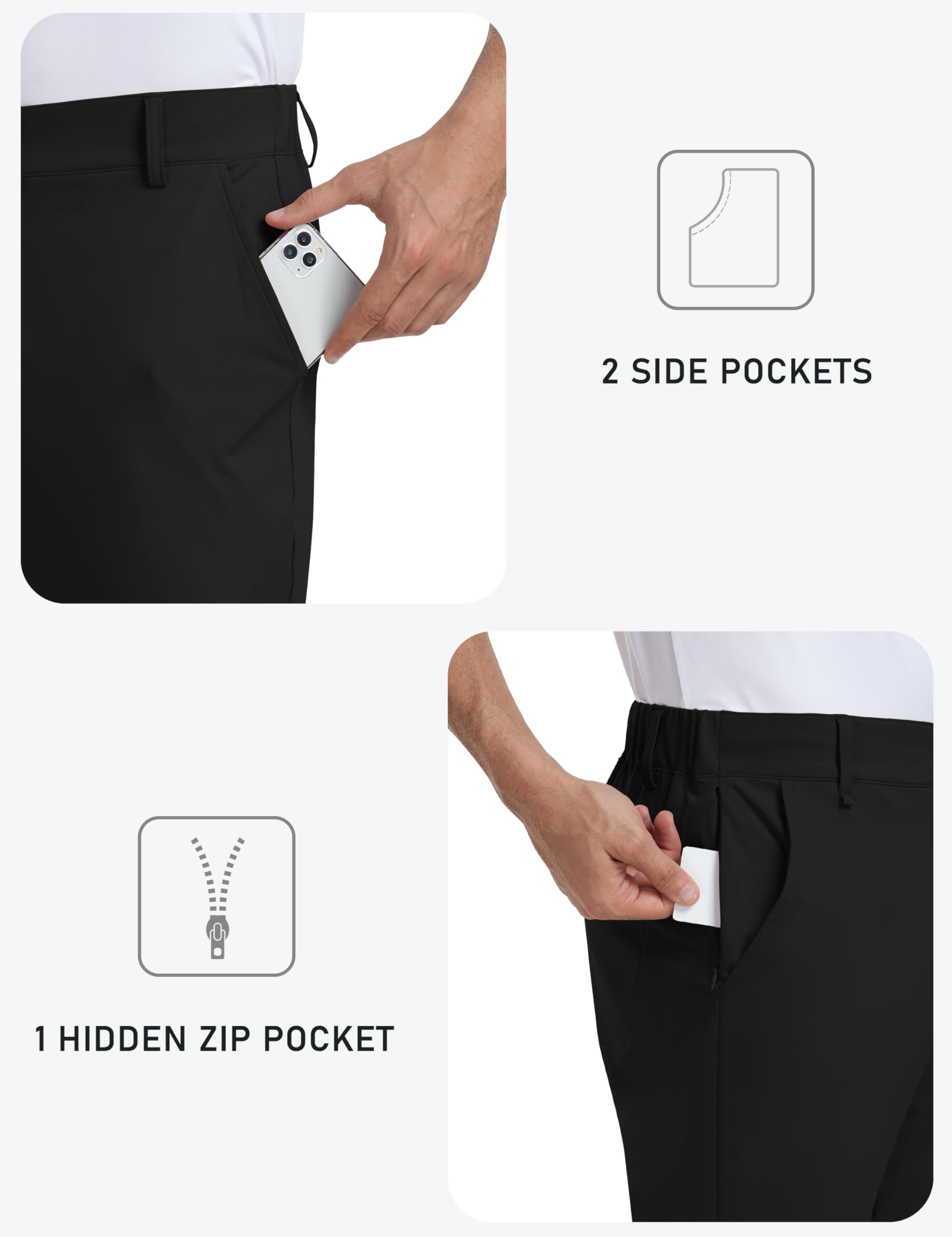 MoFiz Spodnie golfowe Męskie spodnie sportowe o wąskim kroju slim fit sportowe długie spodnie z 5 kieszeniami 30"