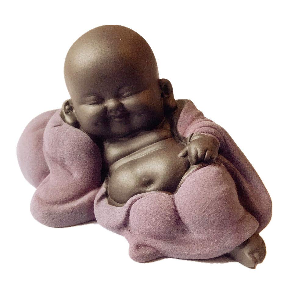 Kingzhuo Ceramic Tiny Cute Buddha Statue Monk Figurine Creative Baby Crafts Dolls Ornaments Gift Classic Delicate Ceramic Arts and Crafts Tea Accessories 2.4'' Inches High (Purple)