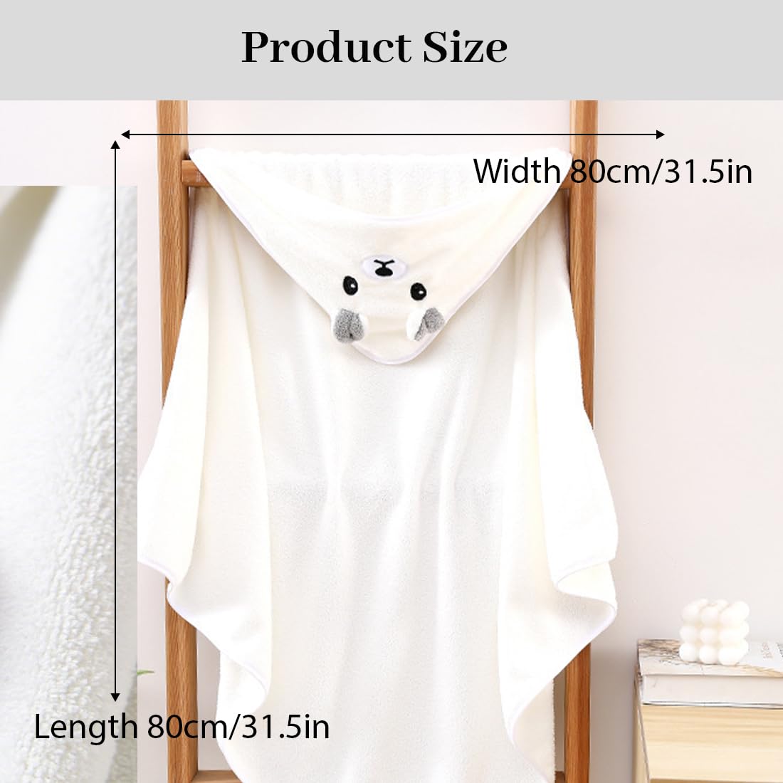 Toalla de baño con capucha para bebé, toalla bebe recien nacido, toalla con capucha,suave y súper absorbente, lavable a máquina, toallas de baño para niños pequeños, 0-3 años, Blanco