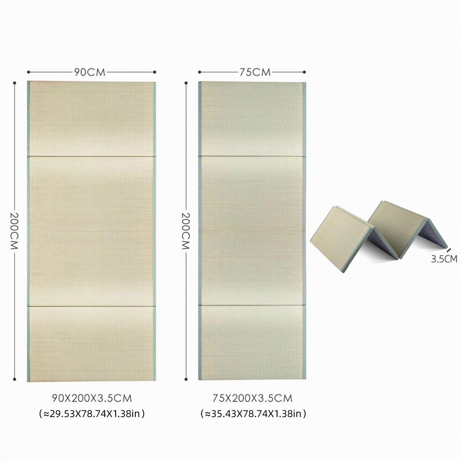Tatami, Tradizionale Giapponese,Materasso a Pieghe Quadruple Comfort Sleep,Materasso Da Pavimento Palestra,100% Canne Verdi Naturali，Yoga Idoneo Meditazione,Sale Zen E Camere Da Tè (Size:75x200x3.5cm)