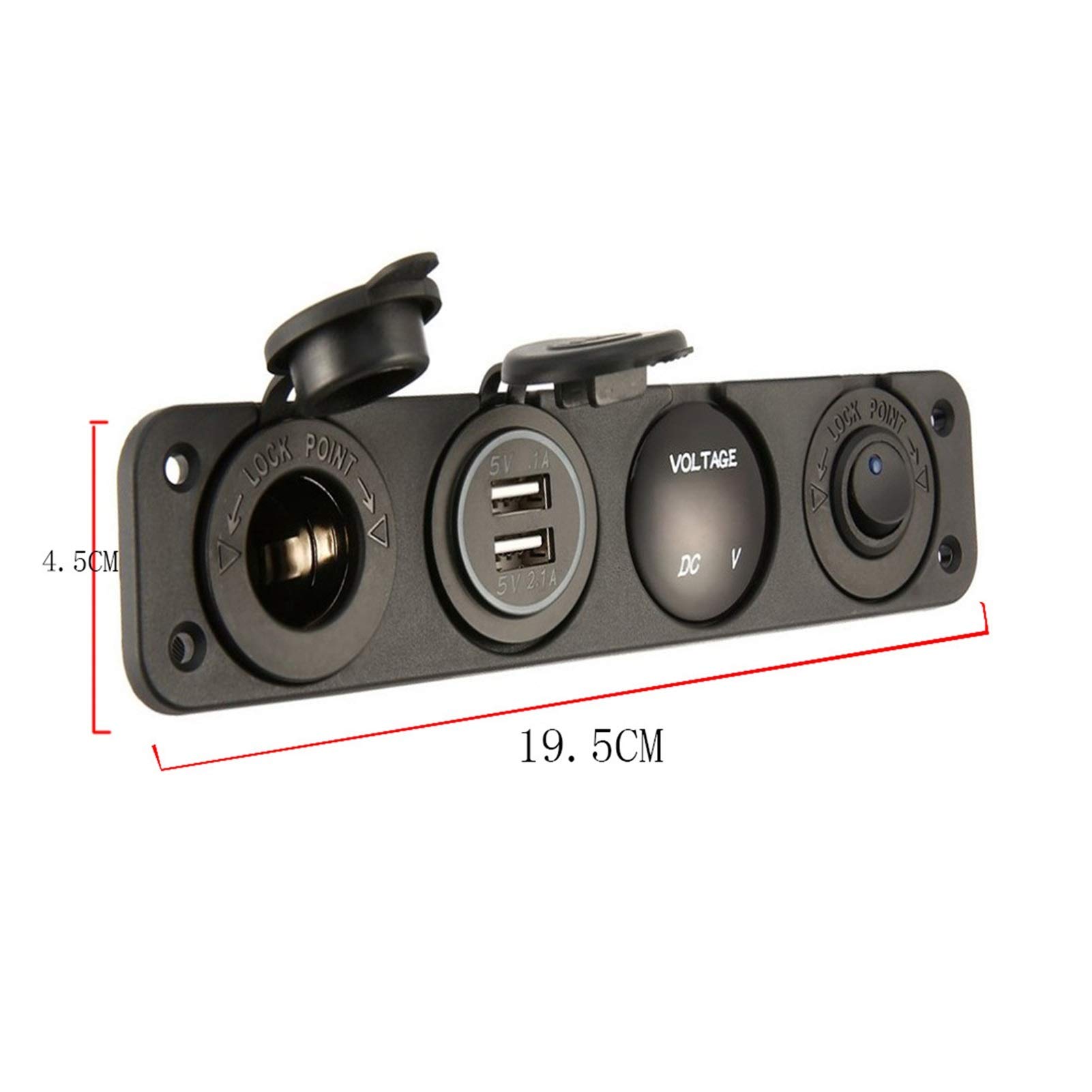 4-otworowy panel przełącznika bazowego, do samochodu ciężarowego, łodzi, akcesoriów, 3.1A, podwójna ładowarka USB, 12V gniazdo zasilania woltomierza
