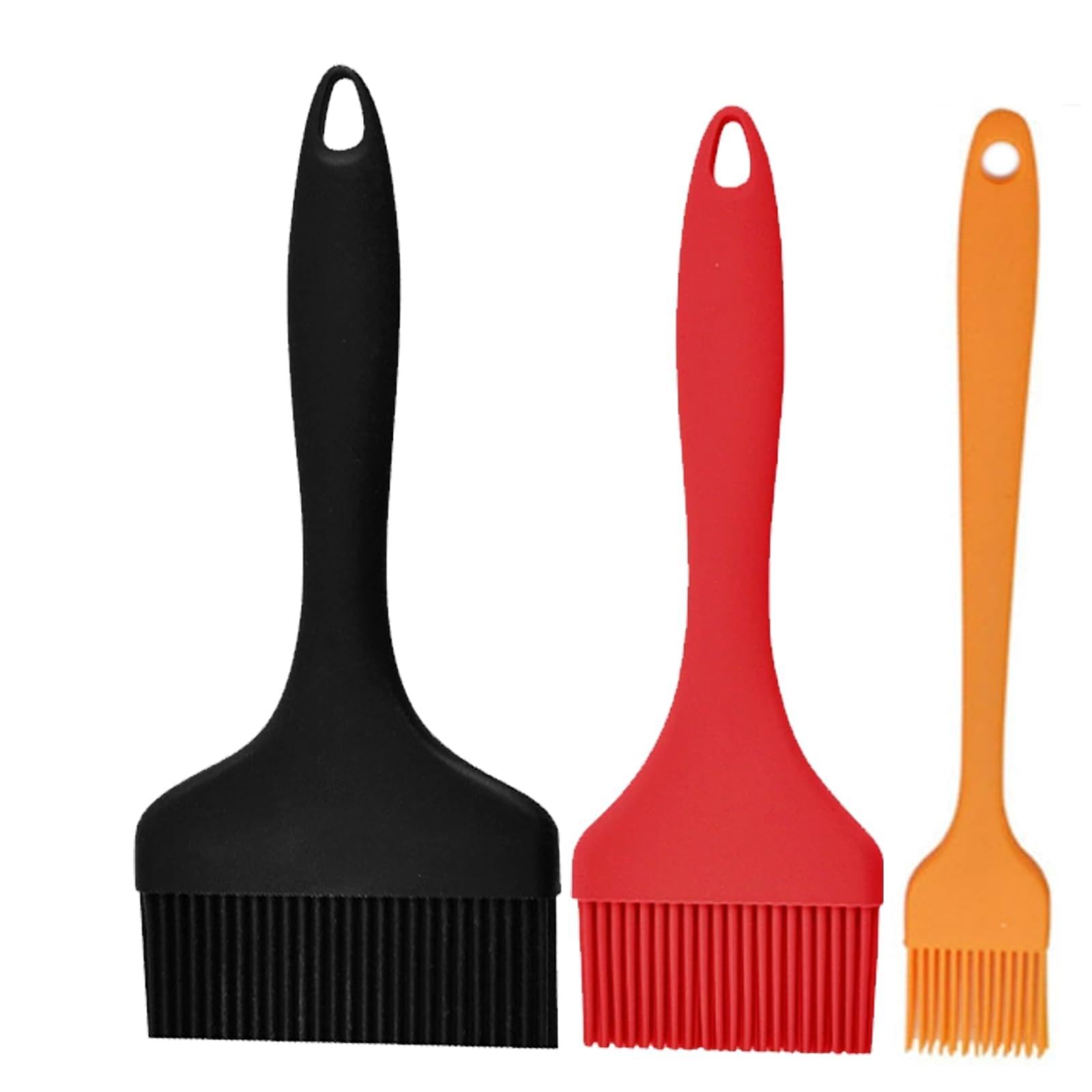 Lot de 3 pinceaux à pâtisserie en silicone extra large de 21 cm - Pinceaux de cuisine en silicone - Grands et petits pinceaux de cuisine pour barbecue, barbecue, pâtisserie, cuisine