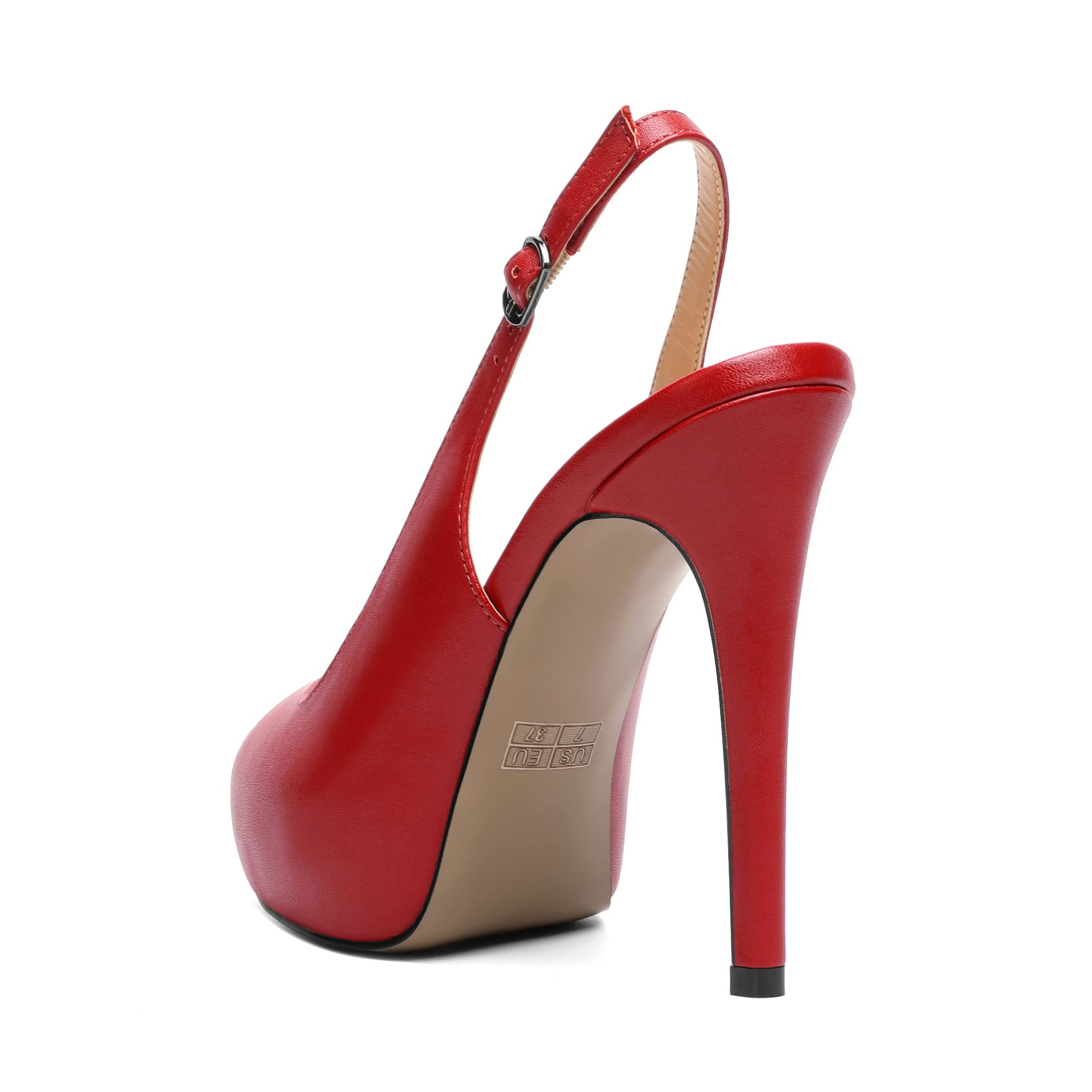 Elashe Damen Plateau Sandaletten Peeptoe Slingback High Heels Öffnen Zehe Stiletto Schuhe