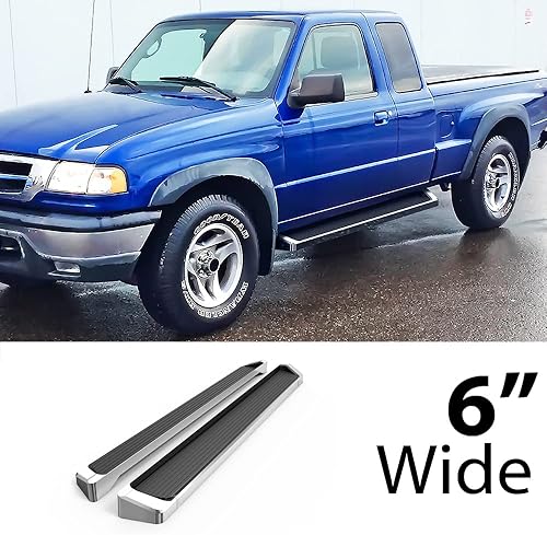 Miniatura 9 de HD Ridez Estribo de 6 pulgadas, color negro, compatible con Ford Ranger Mazda Serie B 1999-2011 Super Cab de 4 puertas (requiere perforación)