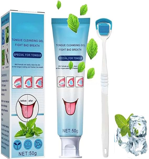 Tongue Scraper Precise Cleaning Brush Kit, Tongue Cleaning Gel Tongue
