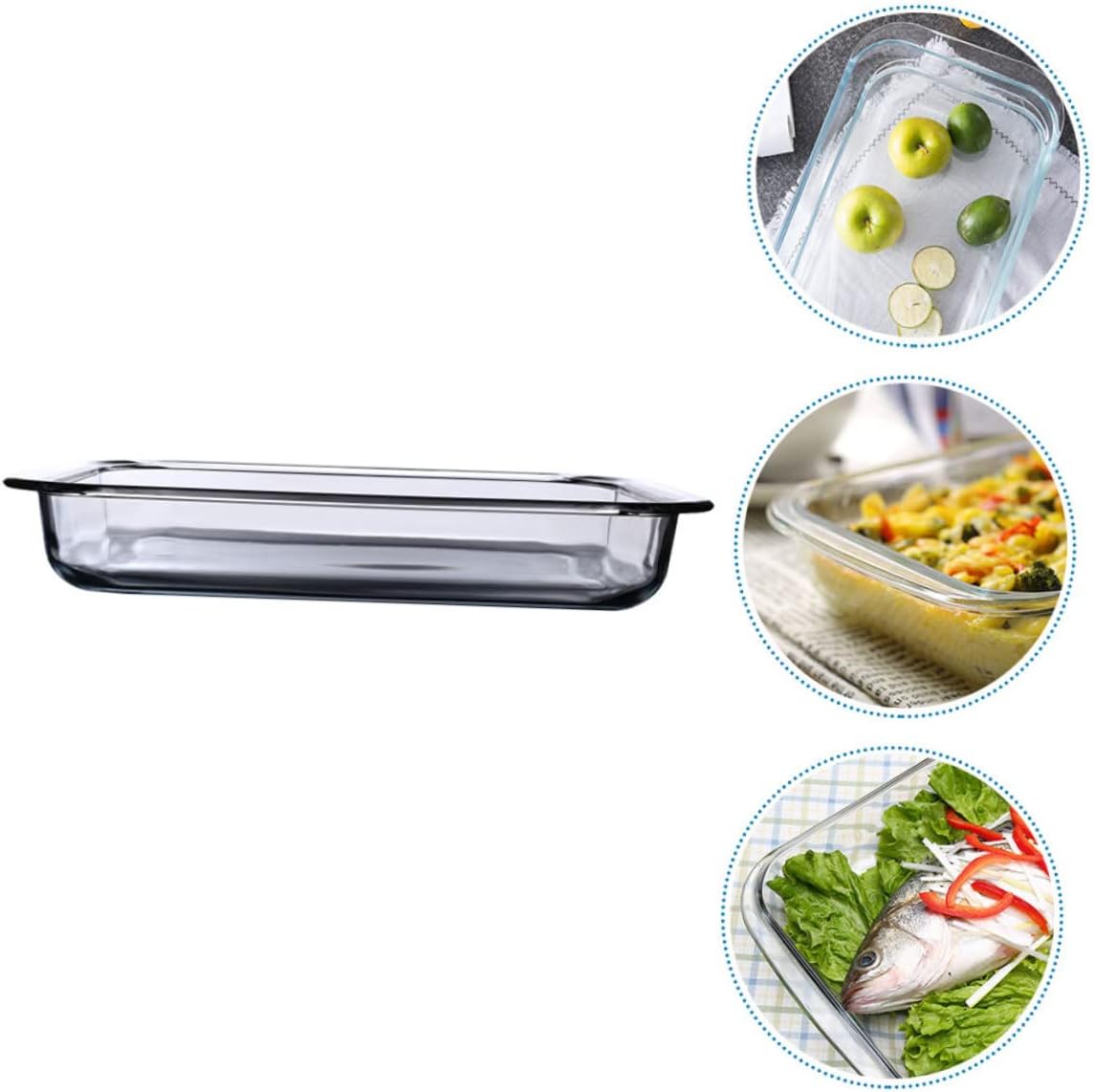 Zerodeko 1pc Tempered Glass Baking Tray Microwave Oven Safe Heat Resistant Glass Dish for Casseroles Baking and Cooking for Home Use Design
