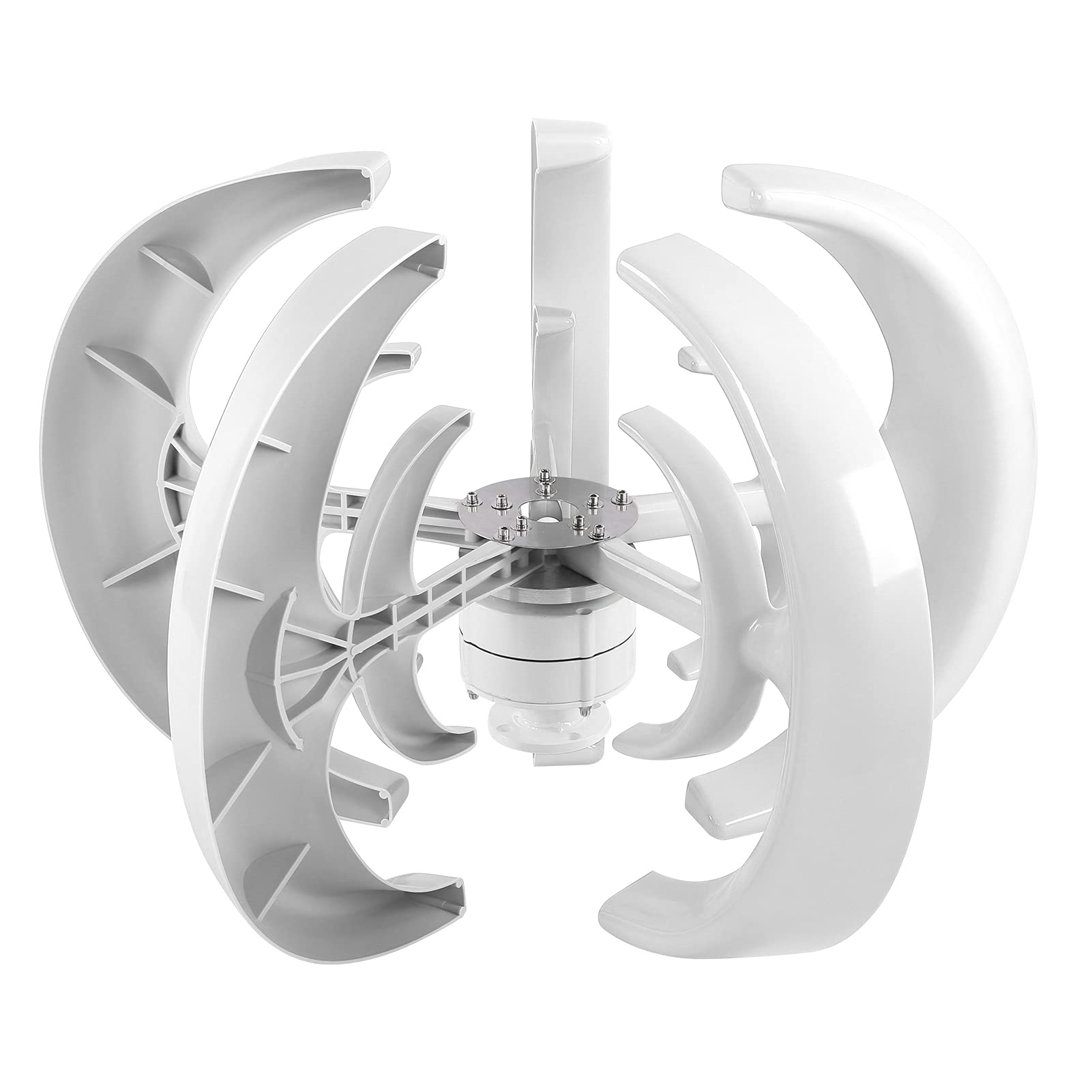 Garosa Kit di Eoliche a 5 Pale da 100 W Generatore di Energia Eolica per Barche Ricarica con Bassa velocità di Avvio 2 M/s Corpo in Acciaio Legato Bianco per Cabine di Barche (12V)
