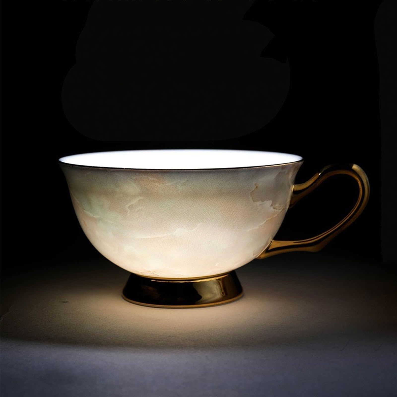 Taza de café Juego de tazas y platillos café con textura mármol imitación, exquisitas té negras porcelana hueso for, leche Tazas de chocolate(A)