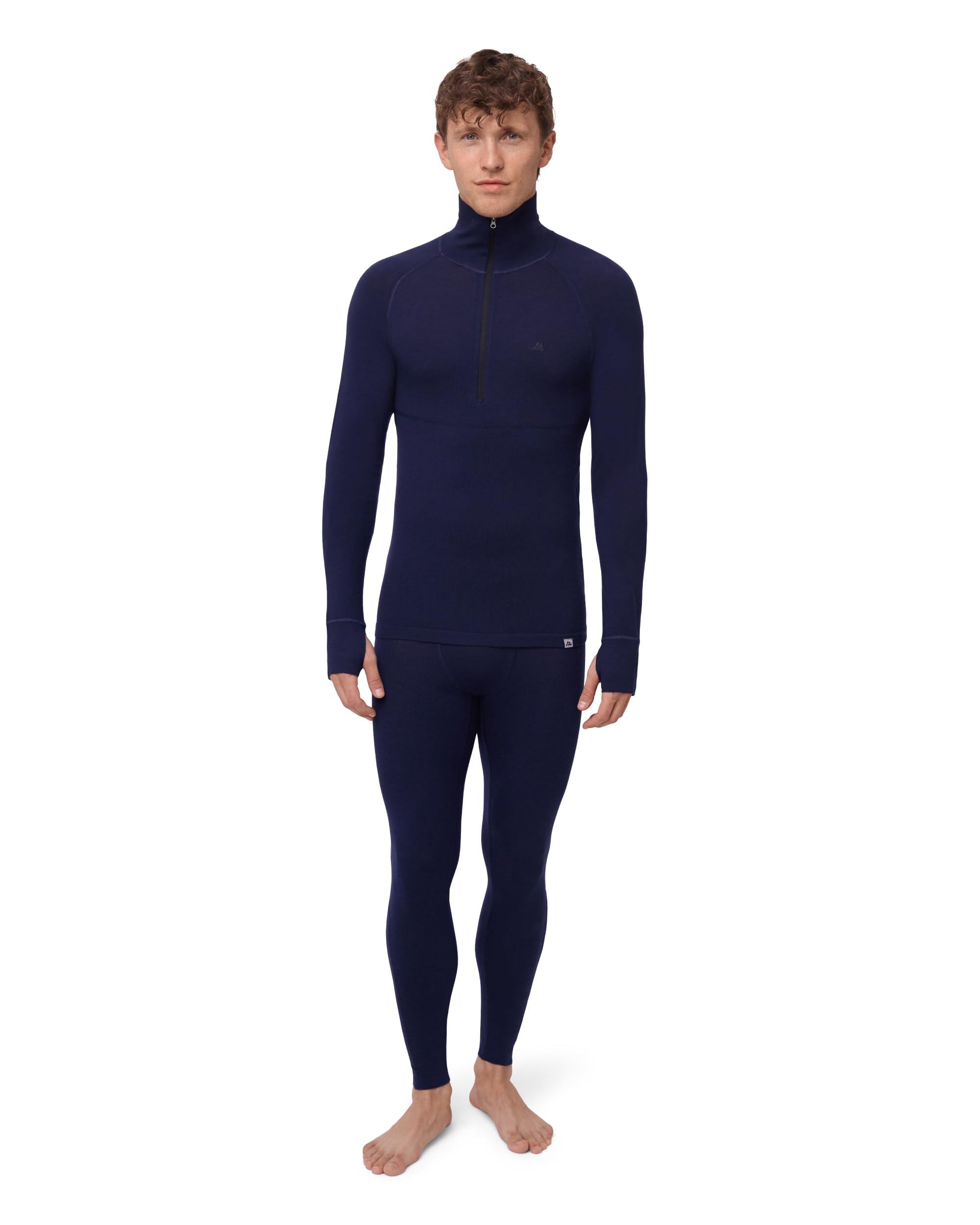 DANISH ENDURANCE Merino Wool Half Zip Base Layer Set Men, Top and Bottom Set