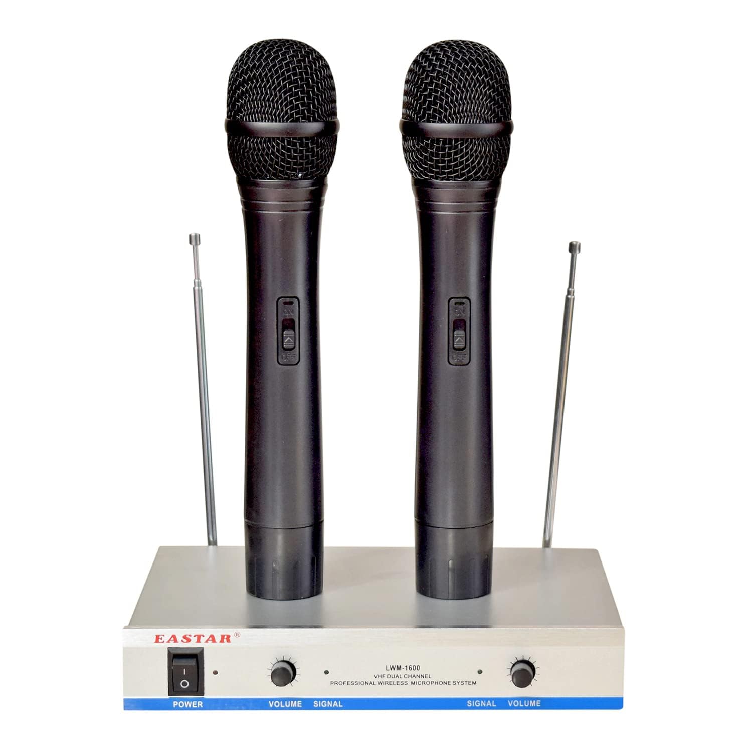 kh Duel Cordless Microphone Dual Channel VHF Rechargeable Wireless Microphone System (LWM-1600)